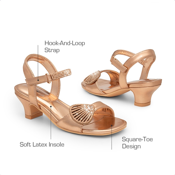 Girls Sandals Ankle Strap - CHAMPAGNE-RHINESTONE - 3